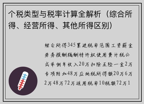 个税类型与税率计算全解析（综合所得、经营所得、其他所得区别）