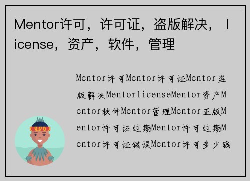 Mentor许可，许可证，盗版解决， license，资产，软件，管理
