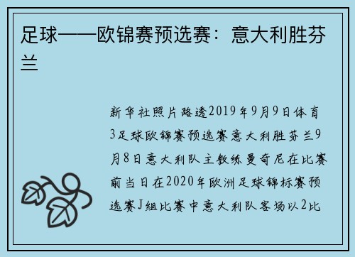 足球——欧锦赛预选赛：意大利胜芬兰